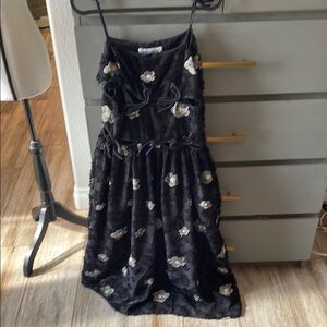 Black Spaghetti Strap Sleeveless Sundress for Cocktail